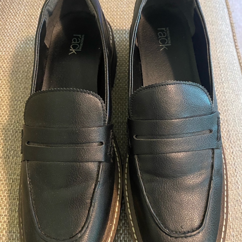 Nordstrom Black Leather Loafers for Men